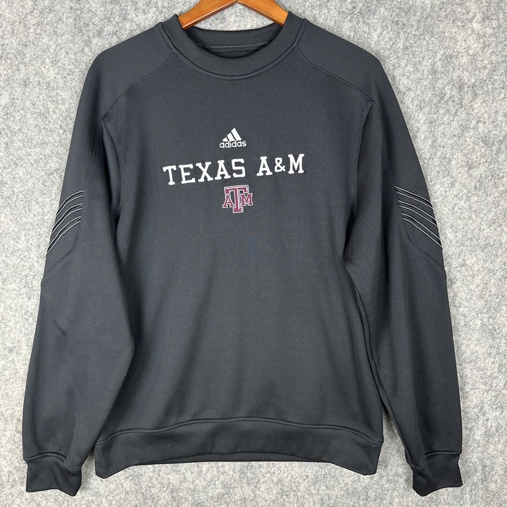 Texas A&M Aggies Sweatshirt Mens M Black NCAA College Football Adidas ClimaWarm